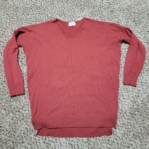 Dreamers by Debut Women's Red Rose Sweater Pullover Cozy V Neck Size S M